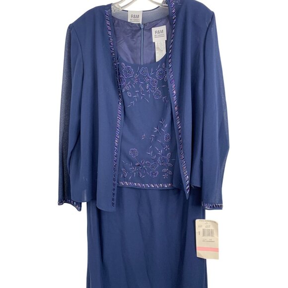 Size 10 R&M Richards 2-Piece Navy Gown & Sheer Jacket Mother of Bride NWT 8555 - Picture 12 of 13
